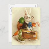 Hobo paashaas gekleurde eierkoffer feestdagenkaart (Voorkant / Achterkant)