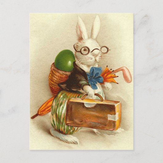 Hobo paashaas gekleurde eierkoffer feestdagenkaart (Voorkant)