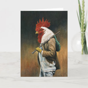 Hobo Rooster Greetings Card Kaart