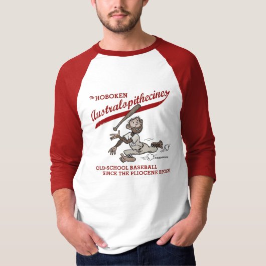 Hoboken Australopithecinen - honkbalshirt T-shirt (Voorkant)