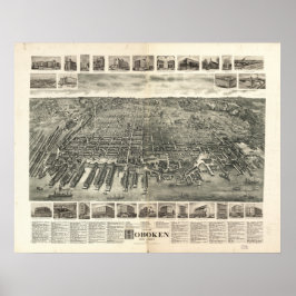 Hoboken New Jersey 1903 Antiek Panorama Poster