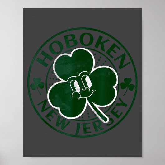 Hoboken New Jersey Irish Shamrock Nj Retro Souveni Poster (Voorkant)