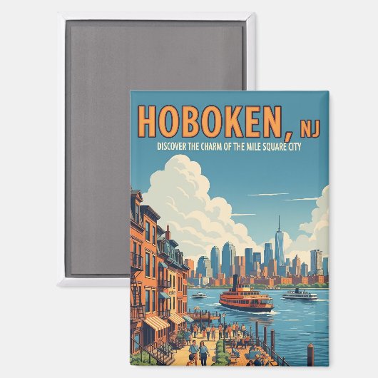  Hoboken New Jersey Reizen Magneet (Voorkant / Achterkant)