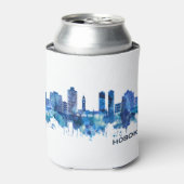 Hoboken New Jersey Skyline Blue Blikjeskoeler (Blikje Voorkant)