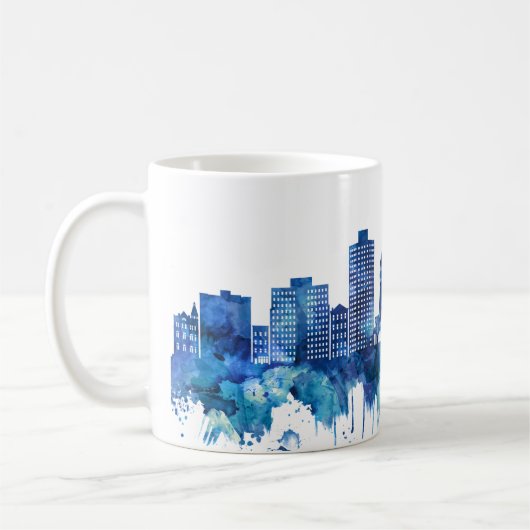 Hoboken New Jersey Skyline Blue Koffiemok (Links)