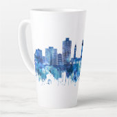 Hoboken New Jersey Skyline Blue Latte Mok (Linkerhoek)
