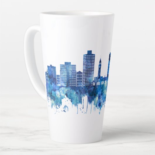 Hoboken New Jersey Skyline Blue Latte Mok (Linkerhoek)
