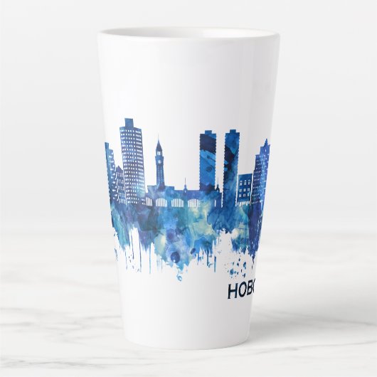Hoboken New Jersey Skyline Blue Latte Mok (Voorkant)