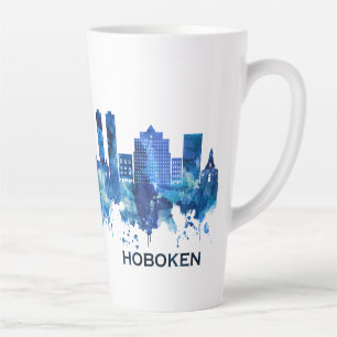 Hoboken New Jersey Skyline Blue Latte Mok