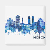 Hoboken New Jersey Skyline Blue Magneet (Voorkant)