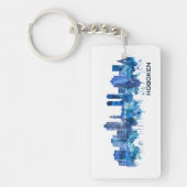 Hoboken New Jersey Skyline Blue Sleutelhanger (Voorkant)