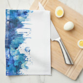 Hoboken New Jersey Skyline Blue Theedoek (Quarter Fold)