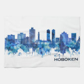 Hoboken New Jersey Skyline Blue Theedoek (Horizontaal)