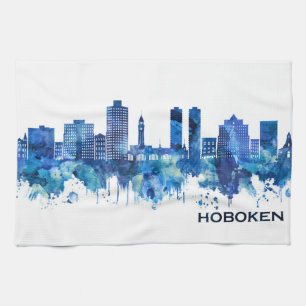 Hoboken New Jersey Skyline Blue Theedoek