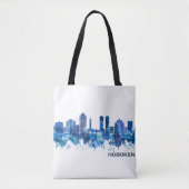Hoboken New Jersey Skyline Blue Tote Bag (Voorkant)