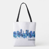 Hoboken New Jersey Skyline Blue Tote Bag (Achterkant)