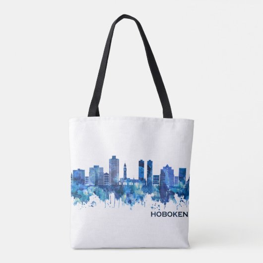 Hoboken New Jersey Skyline Blue Tote Bag (Achterkant)