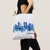 Hoboken New Jersey Skyline Blue Tote Bag (Dichtbij)