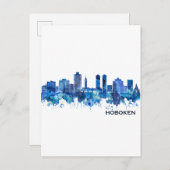 Hoboken New Jersey Skyline Blue Uitnodiging Briefkaart (Voorkant / Achterkant)