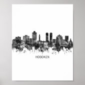 Hoboken New Jersey Skyline BW Poster (Voorkant)