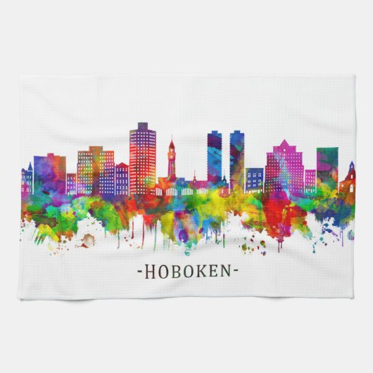 Hoboken New Jersey Skyline Theedoek (Horizontaal)