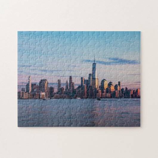 Hoboken , New Jersey Skyline tijdens de zonsonderg Legpuzzel (Horizontaal)