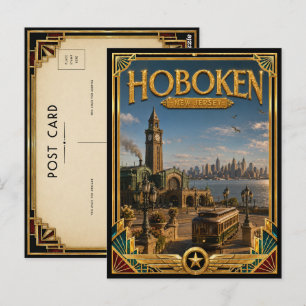 Hoboken New Jersey Vintage Art Deco Gouden Tijdper Briefkaart