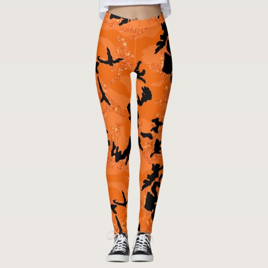 HOC Oranje Glitter Halloween Edition Camo Leggings (Voorkant)