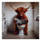Hochland Kuh / Highland Cow / liest News Perfect Poster (Voorkant)