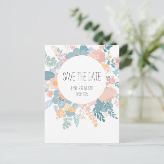 Hochzeit, Boho Wiesen-Blumen pastell, grün rosa Briefkaart (Staand voorkant)