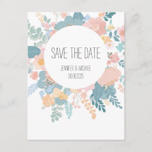 Hochzeit, Boho Wiesen-Blumen pastell, grün rosa Briefkaart (Voorkant)