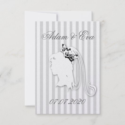 Hochzeit Braut Schleier Streifen personalisieren Save The Date (Voorkant)