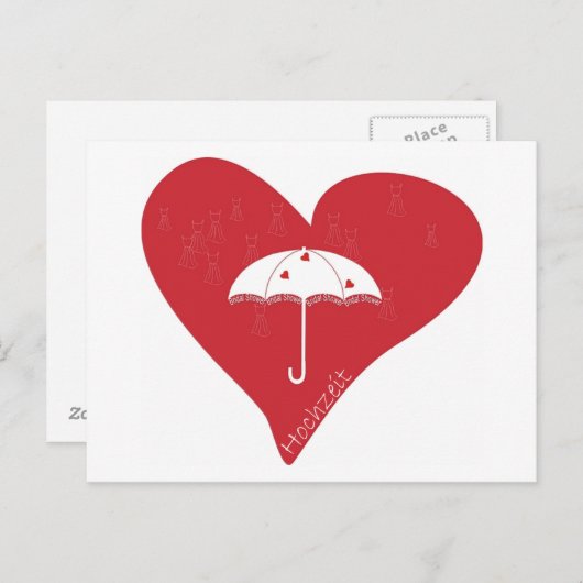 Hochzeit Herz Briefkaart (Voorkant / Achterkant)