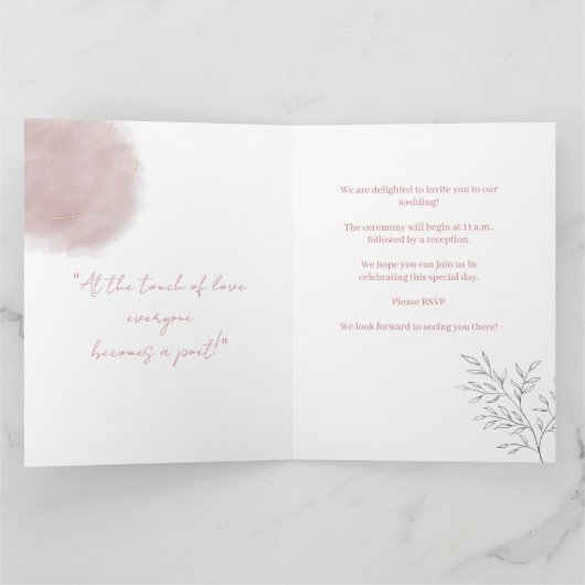 Hochzeit Wedding Romantic Blush Kaart (Binnen)