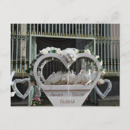 Hochzeits Tauben warten auf das Brautpaar Briefkaart