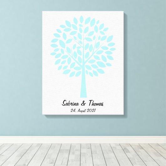 Hochzeitsbaum, Wedding tree, Hochzeitsgästebuch Canvas Afdruk (Insitu (Houten vloer))