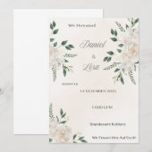 Hochzeitseinladung Elegant Floral – Naturweiß Kaart (Voorkant / Achterkant)