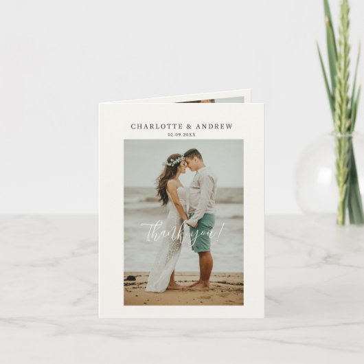 Hochzeitshandschrift Danke 3 Fotos Bedankkaart (Voorkant)