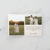 Hochzeitshandschrift Danke 3 Fotos Elegant Beige Bedankkaart (Binnen)