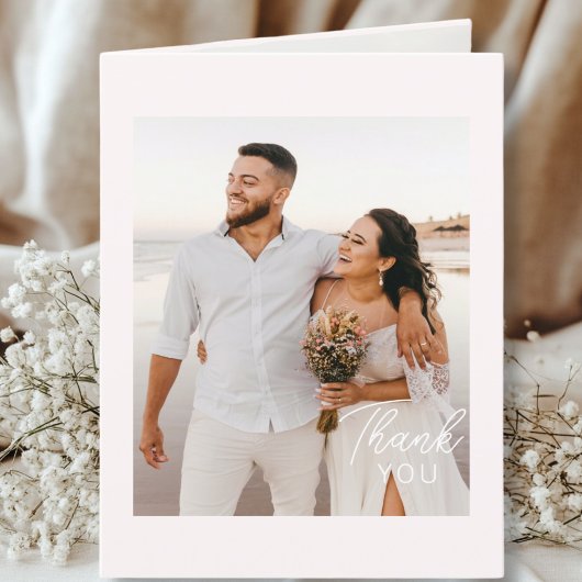 Hochzeitshandschrift Danke 3 Fotos Hellrosa Bedankkaart