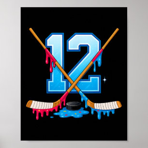 Hockey 12 jaar oude ijs druppel jeugd 12e verjaard poster