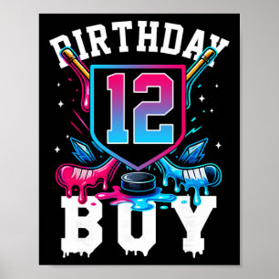 Hockey 12e verjaardag jongen ijs druppel 12 jaar O Poster
