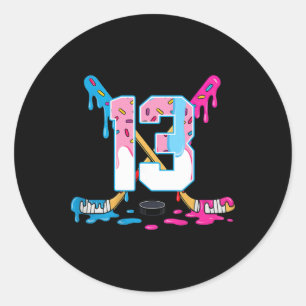 Hockey 13 jaar oud ijsdruppel 13e verjaardag K Ronde Sticker