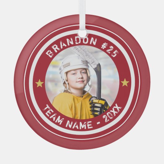 Hockey 2 Foto Persoonlijke Keepomwille Glas Ornament (Voorkant)