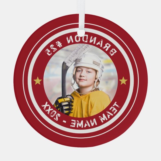 Hockey 2 Foto Persoonlijke Keepomwille Glas Ornament (Achterkant)