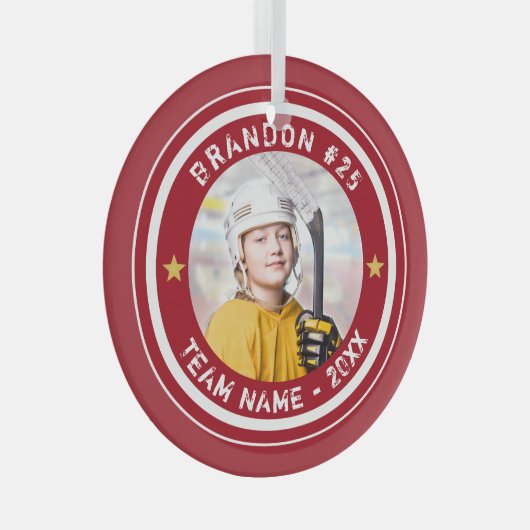 Hockey 2 Foto Persoonlijke Keepomwille Glas Ornament (Voorkant Rechts)