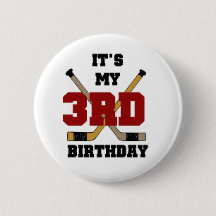 Hockey 3e verjaardag Tshirts en geschenken Ronde Button 5,7 Cm