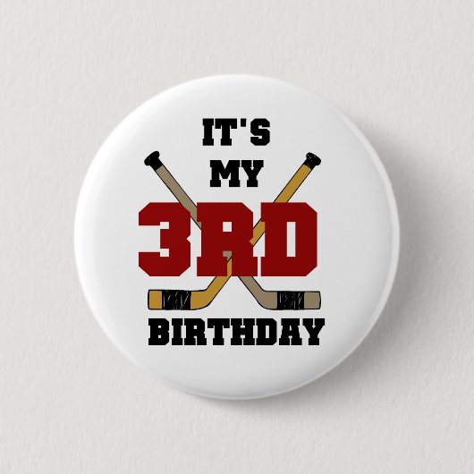 Hockey 3e verjaardag Tshirts en geschenken Ronde Button 5,7 Cm (Voorkant)