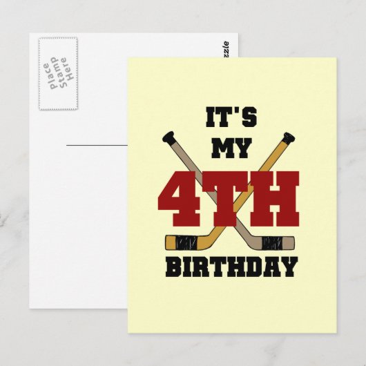Hockey 4e verjaardag Tshirts en geschenken Briefkaart (Voorkant / Achterkant)