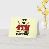 Hockey 4e verjaardag Tshirts en geschenken Kaart (Gele Bloem)